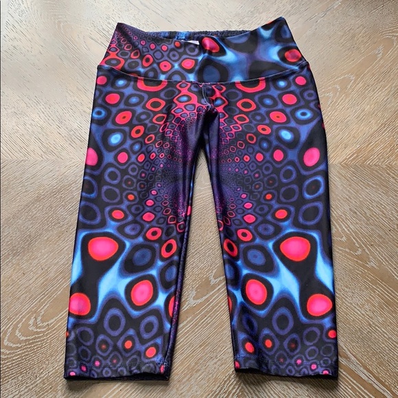 SADHANA Purple Circle Print Cropped Leggings S/M - Picture 1 of 7